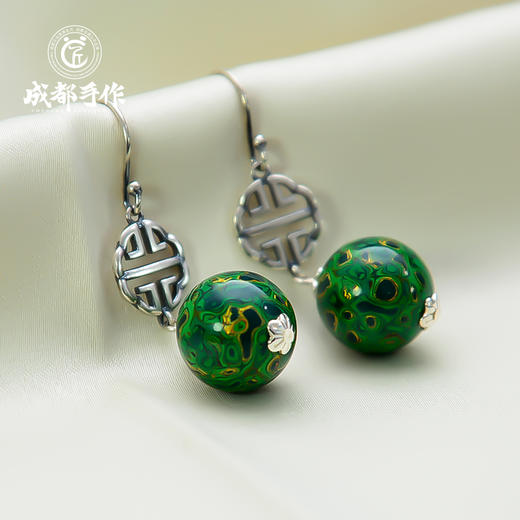 成都手作大漆老银耳环 非物质文化遗产漆艺 民族风耳饰耳链配饰 商品图3