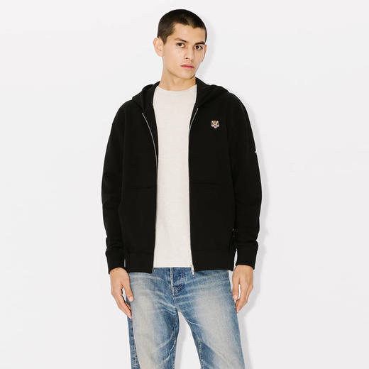 KENZO 高田贤三 男士小虎头刺绣徽标拉链连帽卫衣 黑色 FE55 SW196 4MF 99J 商品图2