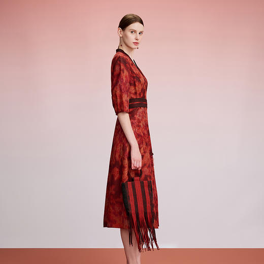 TANGY Collection/天意精品2024冬季新品中国风印花女士中长款连衣裙 商品图3