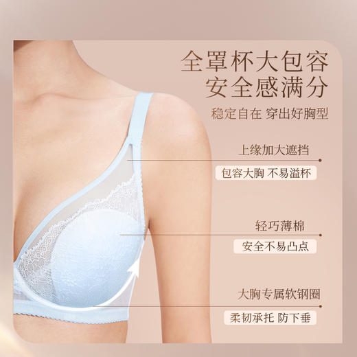 奶糖派微糖超薄全罩杯文胸超薄大胸显小胸罩渐变色蕾丝内衣显瘦女 商品图2