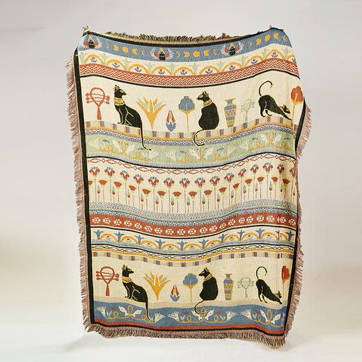 大英博物馆 盖亚·安德森猫系列 莲花纹安德森猫提花午睡盖毯沙发毯 商品图1