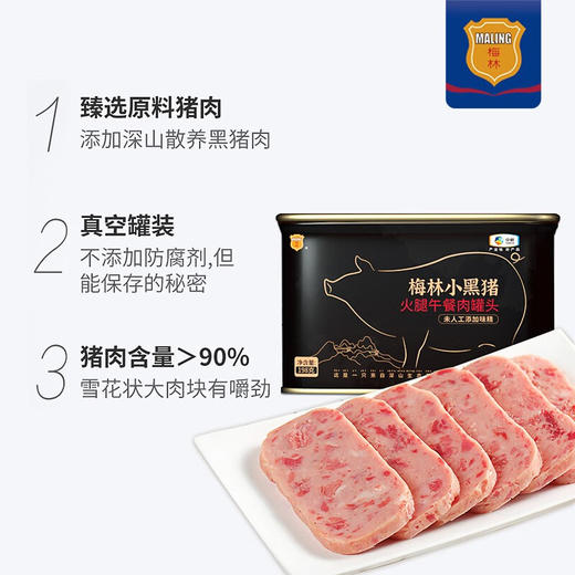 上海梅林小黑猪午餐肉罐头198g 商品图7