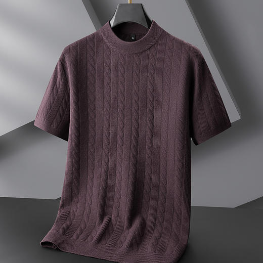 【绵羊毛】【新款DPF】大依优型羊毛毛衣针织短袖背心休闲针织衫毛背心加肥加大上衣男士胖子大码毛衫t恤打底 商品图4