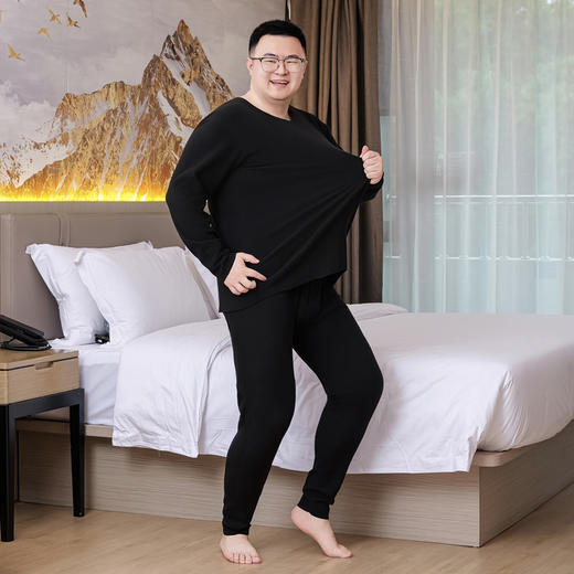 【桑蚕丝绵羊毛】【新款DPD】大依优型大码男装保暖套装内衣弹力护膝抗菌随心裁加绒舒适保暖秋衣秋裤 商品图10