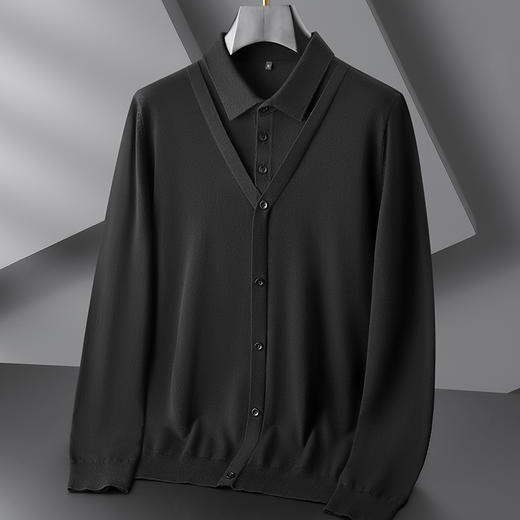 【Q】【假两件】【新款DPF】大依优型大码假两件长袖T恤衬衫领加肥加大肥佬休闲商务宽松透气上衣打底 商品图3