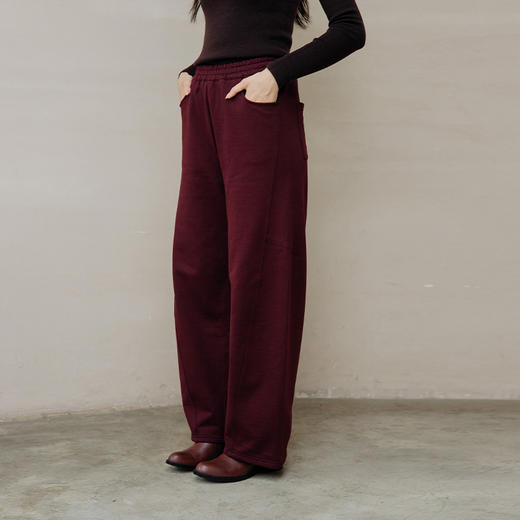 绽放旅行女装711朵/镰刀卫裤多色结构分割线弧型新疆长绒棉休闲裤 商品图0