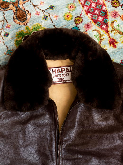 Chapal G-1 棕色小羊皮飞行员夹克 商品图2