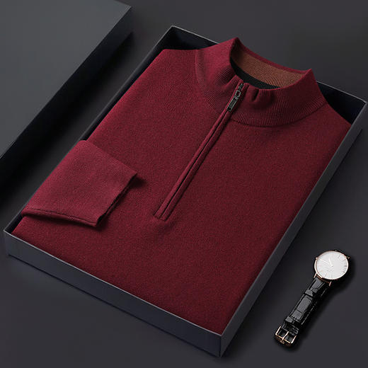 【羊毛】【新款DWP】大依优型大码立领羊毛衫针织衫加肥加大毛衣大号胖子宽松毛衫男装上衣打底 商品图5