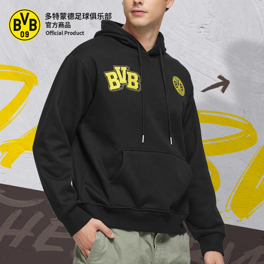 【官方正版】多特蒙德足球俱乐部｜BVB黑色卫衣球迷主场帽衫 商品图0