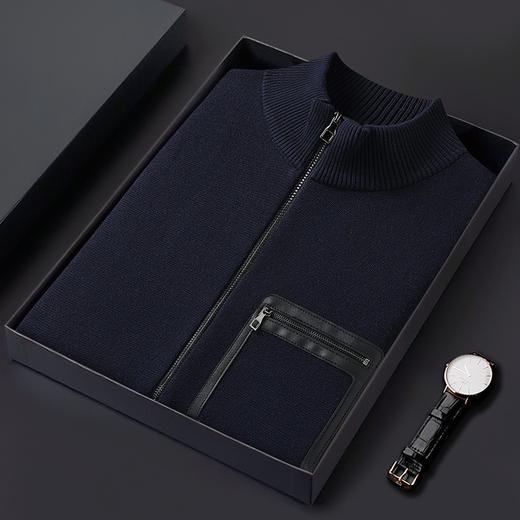 【桑蚕丝绵羊毛】【新款DWP】大依优型大码立领拉链针织背心休闲针织衫毛背心加肥加大上衣男士胖子大码毛衫t恤打底 商品图5