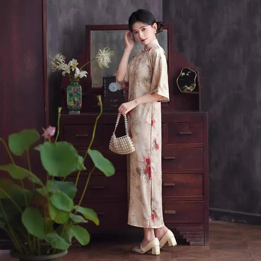 仿醋酸提花文艺古典，气质民族风旗袍HYM-23628 商品图3