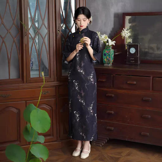 仿醋酸提花文艺古典，气质民族风旗袍HYM-23628 商品图0