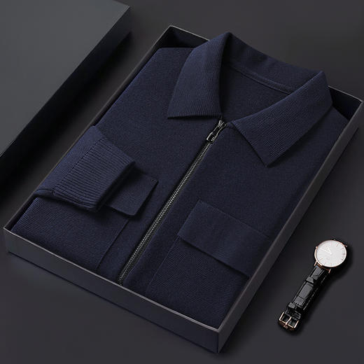 【桑蚕丝绵羊毛】【新款DWP】大依优型大码翻领羊毛衫针织衫加肥加大毛衣大号胖子宽松毛衫男装上衣打底 商品图3