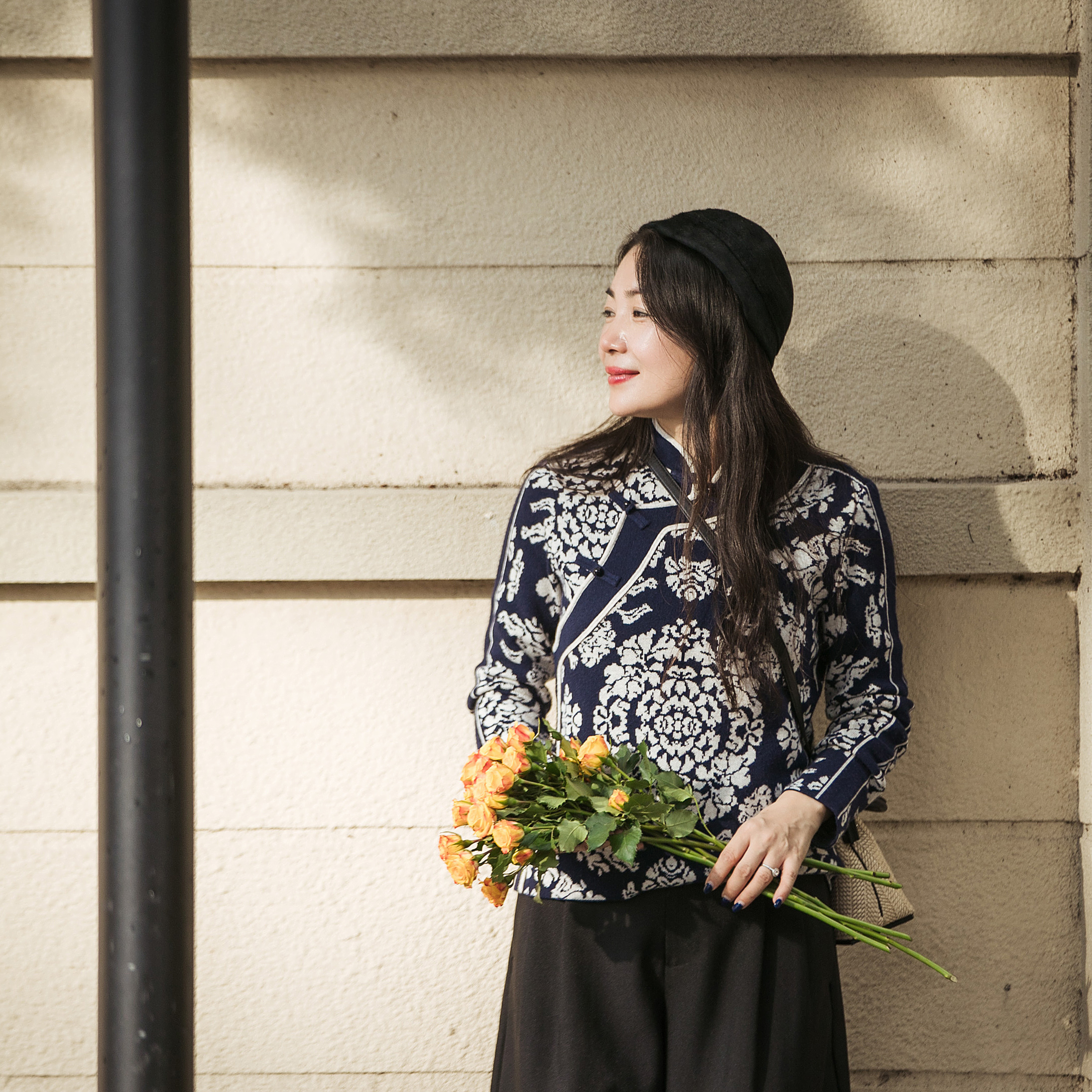 【林栖设计小店】【狮子滚绣球】团花毛织上衣优雅国风气质修身显瘦2024秋冬新品针织衫女1914014