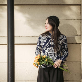 【林栖设计小店】【狮子滚绣球】团花毛织上衣优雅国风气质修身显瘦2024秋冬新品针织衫女1914014