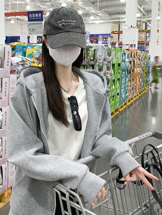 【YW】无忧购美式连帽百搭宽松休闲小个子拉链外套T040(截单后7天发货) 商品图6