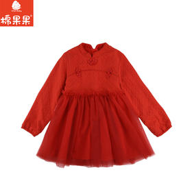 棉果果专柜同款冬季新品女童中国风加绒连衣裙M522700424665