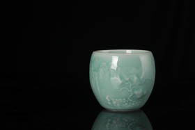 雷慧仙青瓷手工圆山水杯