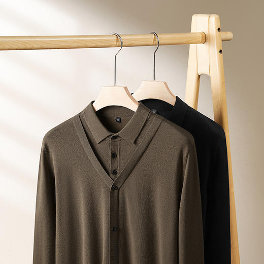 【Q】【假两件】【新款DPF】大依优型大码假两件长袖T恤衬衫领加肥加大肥佬休闲商务宽松透气上衣打底 商品图2