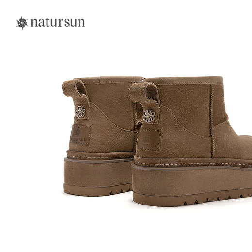 natursun时尚雪地靴舒适休闲短靴羊毛内里厚底靴子女N24732526 商品图3