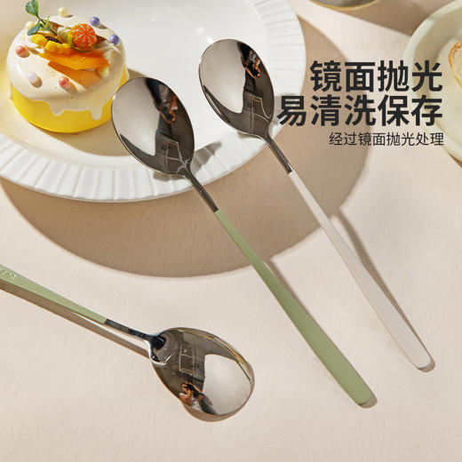 摩登主妇食品级304不锈钢汤勺家用吃饭专用高颜值汤匙长柄小调羹 商品图1