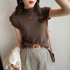 【焦糖玛奇朵，半高领小飞袖Tee~】半高领短袖t恤女秋装新款 韩版修身显瘦针织衫 小飞袖上衣 上身显瘦又遮肉 不会身材焦虑-QQ 商品缩略图3