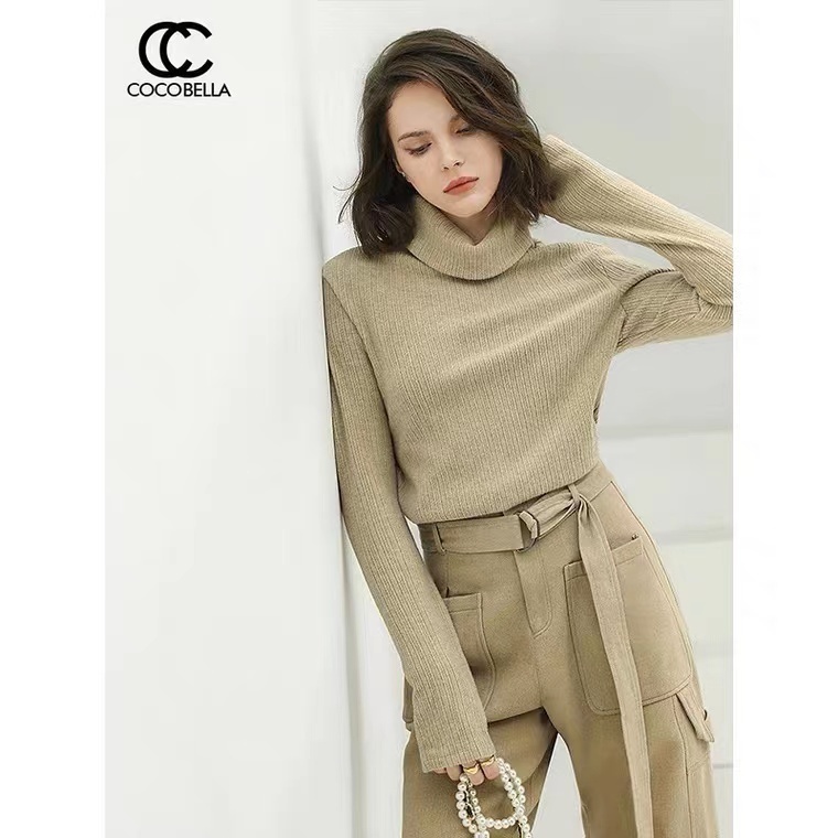 COCOBELLA纯色双层堆堆高领毛衣女舒适内搭针织衫YN784