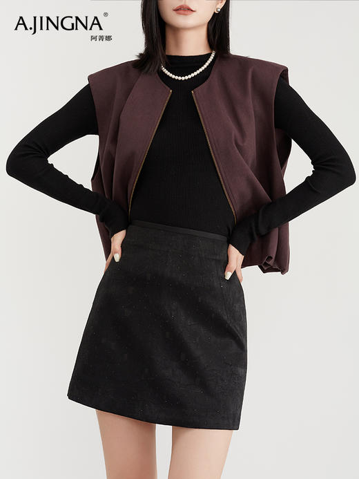 【积分兑换】阿菁娜直腰简约订钻短裙F29D213001 商品图4