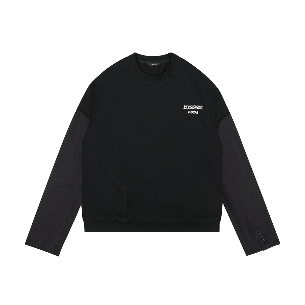 D.Desirable NY City vibe-暗黑西装袖拼接卫衣