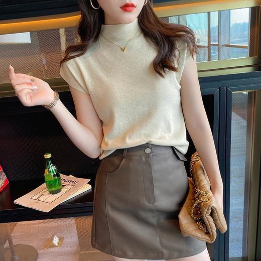 【焦糖玛奇朵，半高领小飞袖Tee~】半高领短袖t恤女秋装新款 韩版修身显瘦针织衫 小飞袖上衣 上身显瘦又遮肉 不会身材焦虑-QQ 商品图6