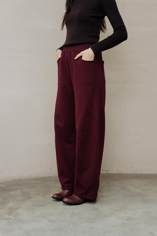 绽放旅行女装711朵/镰刀卫裤多色结构分割线弧型新疆长绒棉休闲裤 商品图5