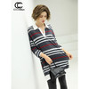 COCOBELLA撞色条纹POLO领针织连衣裙宽松长袖T恤裙FR11 商品缩略图1