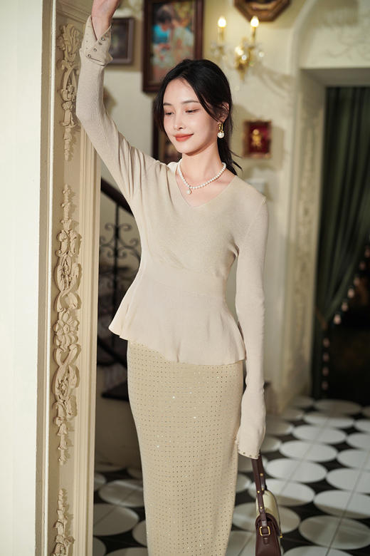  逸红颜明月优选 #烫钻针织筒裙【星光】自带复古腔调，贵感气质小女人 商品图1