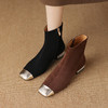 【预售5天】英伦风低跟短靴女显瘦秋冬新款真皮拉链平底拼色马丁靴显脚小NDXC&6688 商品缩略图0