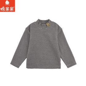 棉果果专柜同款冬季新品男童女童色织绒条纹打底衫M402140424631