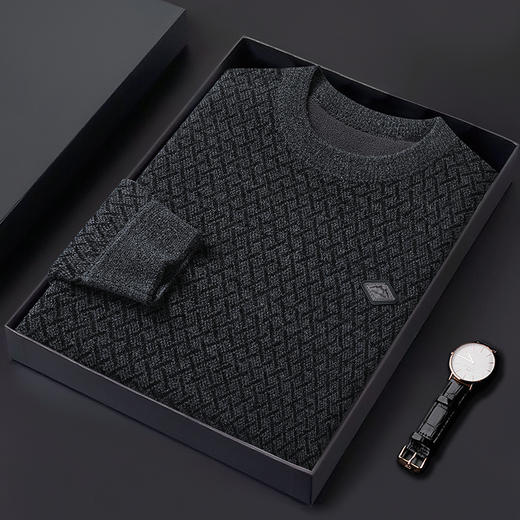 【加绒】【新款DWP】大依优型大码加绒卫衣圆领长袖加肥加大休闲运动上衣男打底衫胖子 商品图4