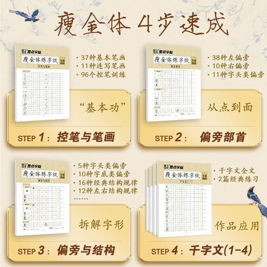 墨点字帖 瘦金体练字纸 钢笔硬笔成人宋徽宗千字文古风描红 商品图1