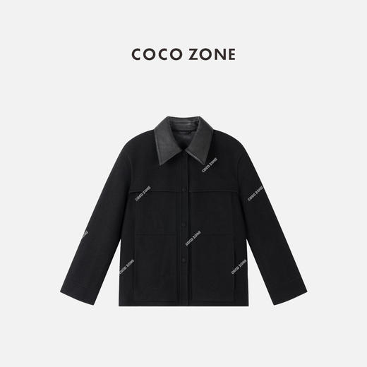 COCO ZONE 高级感撞色拼接翻领外套气质单排扣上衣CC1C1988 商品图2