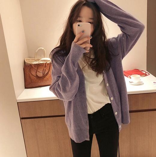 <曾小咸推荐>  娜比同款紫色针织开衫 商品图1