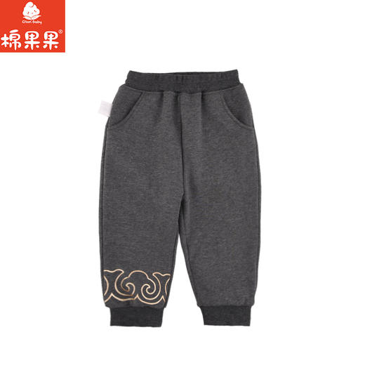 棉果果专柜同款冬季新品男童女童中国风针织复合绒加绒长裤M502200424664 商品图1