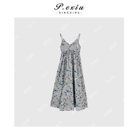 03-3潘依绣丁丁宠粉潘依绣丁丁宠粉福利夏季新款重工质感田园刺绣吊带连衣裙W9824