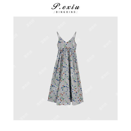 03-3潘依绣丁丁宠粉潘依绣丁丁宠粉福利夏季新款重工质感田园刺绣吊带连衣裙W9824 商品图0