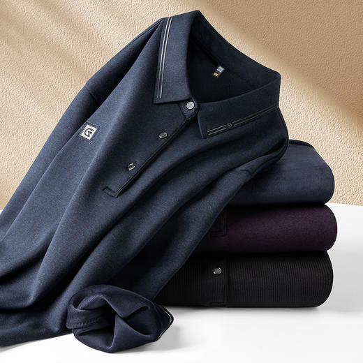 【加绒】【新款DDS】大依优型大码长袖Polo衫翻领男装加肥加大体恤大号上衣胖子 商品图1