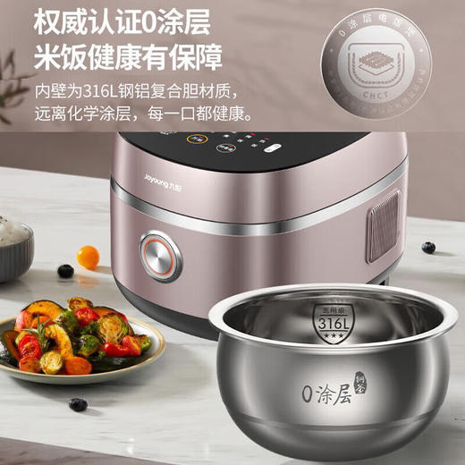 九阳（Joyoung）电饭煲4L家用多功能电饭锅316不锈钢内胆 无涂层电饭煲智能面板菜单智能预约 F-40N5 商品图1