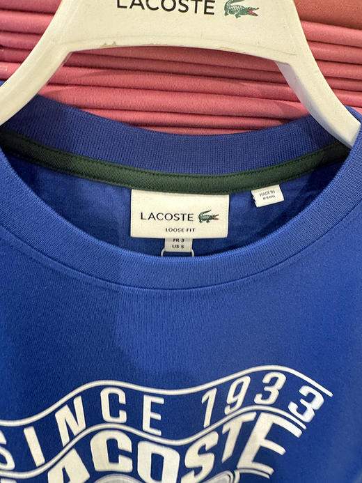 Lacoste/法国鳄鱼 男士夏季纯棉宽松版印花圆领休闲短袖T恤TH7315 商品图2