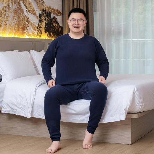【桑蚕丝绵羊毛】【新款DPD】大依优型大码男装保暖套装内衣弹力护膝抗菌随心裁加绒舒适保暖秋衣秋裤 商品图8