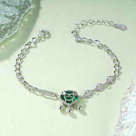 子佩集S925银【锁清欢】手链【SL011097】纯银时尚绿玉髓锁2409