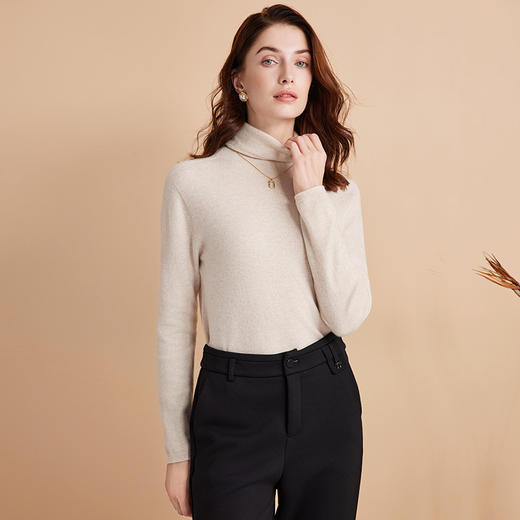 EITIE爱特爱柔软无缝打底薄款高领修身显瘦羊毛针织衫冬新款D2401423 商品图8