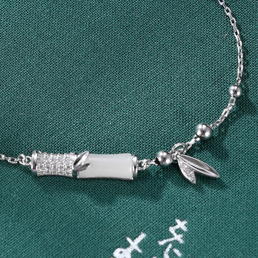 子佩集S925银【玉竹临风】手链【YS-0471201】纯银时尚微镶锆石和田玉2409 商品图2