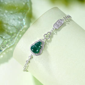 子佩集S925银【福禄心安】手链【SL011094】纯银时尚绿玉髓葫芦2409